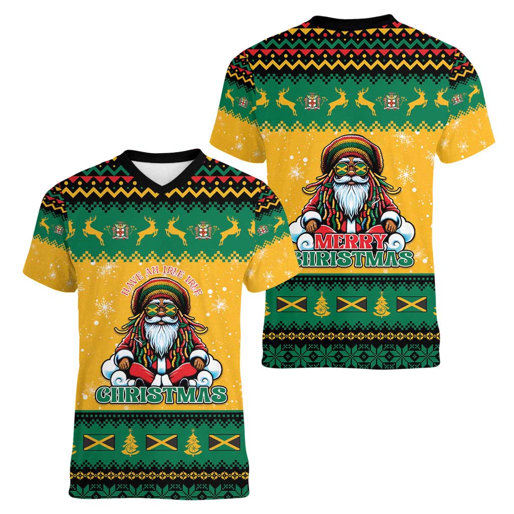 Jamaica Christmas Women V-Neck T-Shirt Have Ah Irie Irie Christmas - Wonder Print Shop