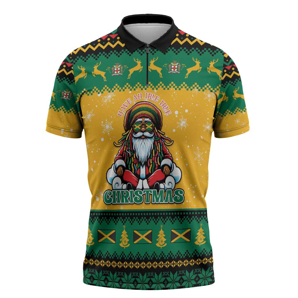 Jamaica Christmas Zipper Polo Shirt Have Ah Irie Irie Christmas - Wonder Print Shop