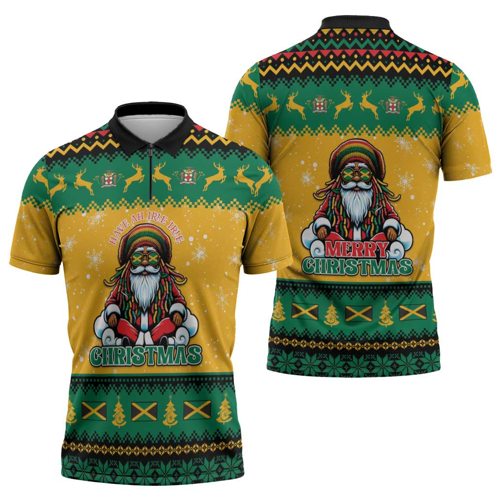 Jamaica Christmas Zipper Polo Shirt Have Ah Irie Irie Christmas - Wonder Print Shop