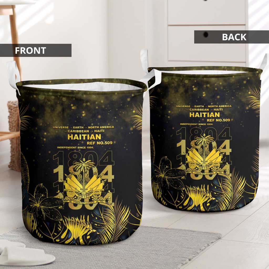 Haiti 1804 Laundry Basket Gold Tropical Leaves And Coat Of Arms - Wonder Print Shop