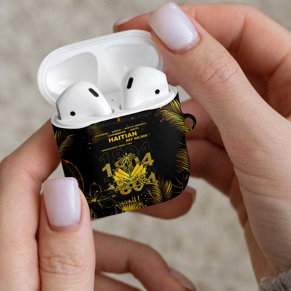 Haiti 1804 AirPods Case Gold Tropical Leaves And Coat Of Arms - Wonder Print Shop