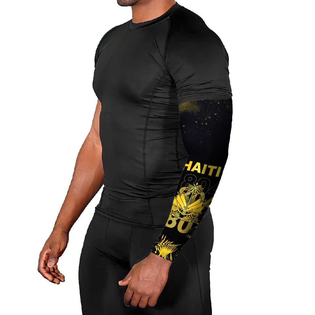 Haiti 1804 Arm Sleeves Gold Tropical Leaves And Coat Of Arms - Wonder Print Shop