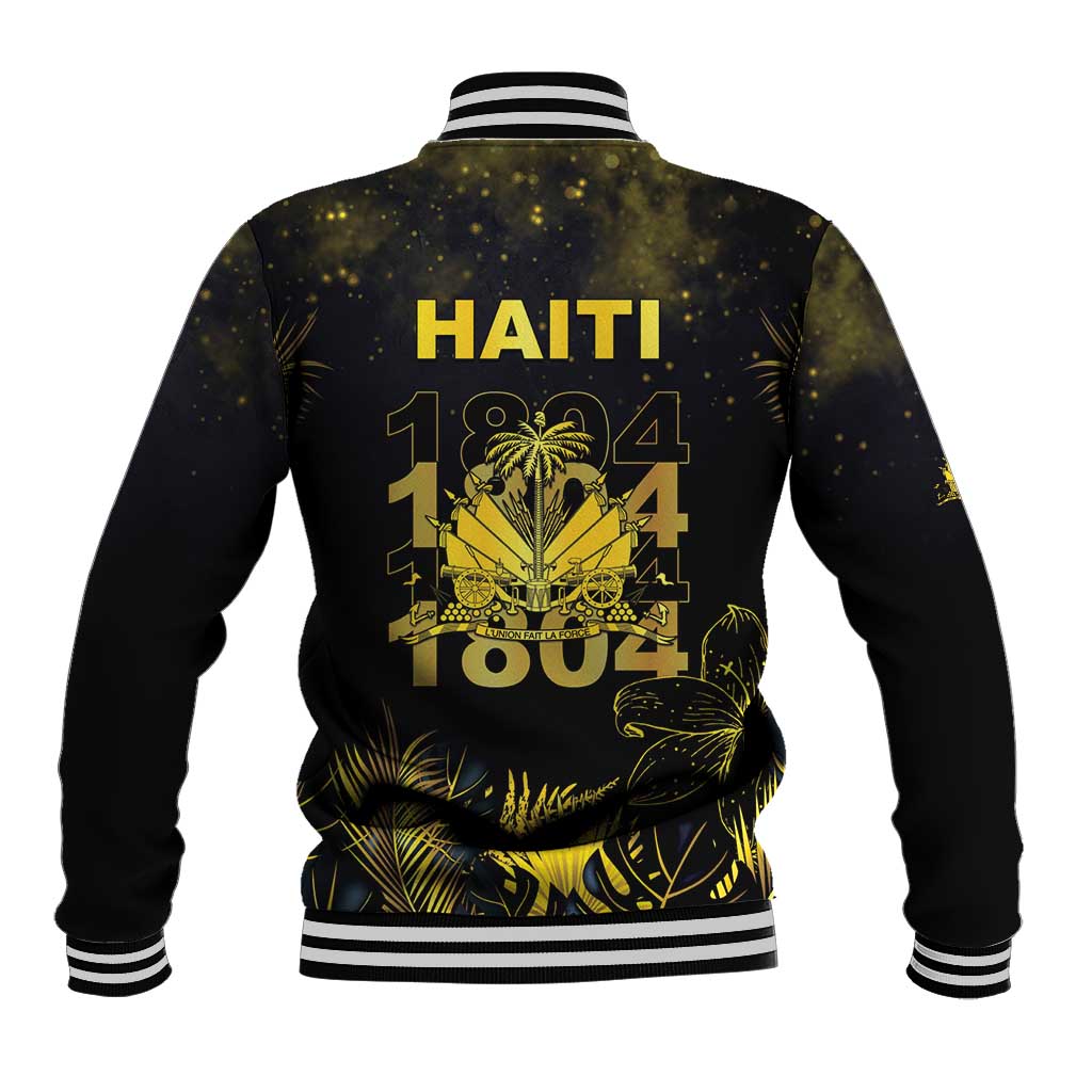 Haiti 1804 Baseball Jacket Gold Tropical Leaves And Coat Of Arms - Wonder Print Shop