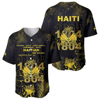 Haiti 1804 Baseball Jersey Gold Tropical Leaves And Coat Of Arms - Wonder Print Shop
