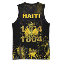 Haiti 1804 Basketball Jersey Gold Tropical Leaves And Coat Of Arms - Wonder Print Shop