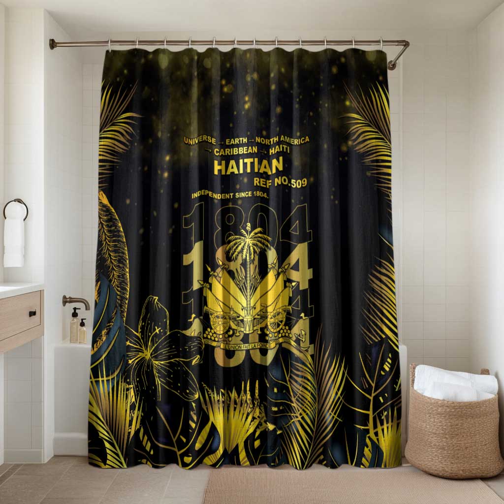 Haiti 1804 Bathroom Set Gold Tropical Leaves And Coat Of Arms - Wonder Print Shop