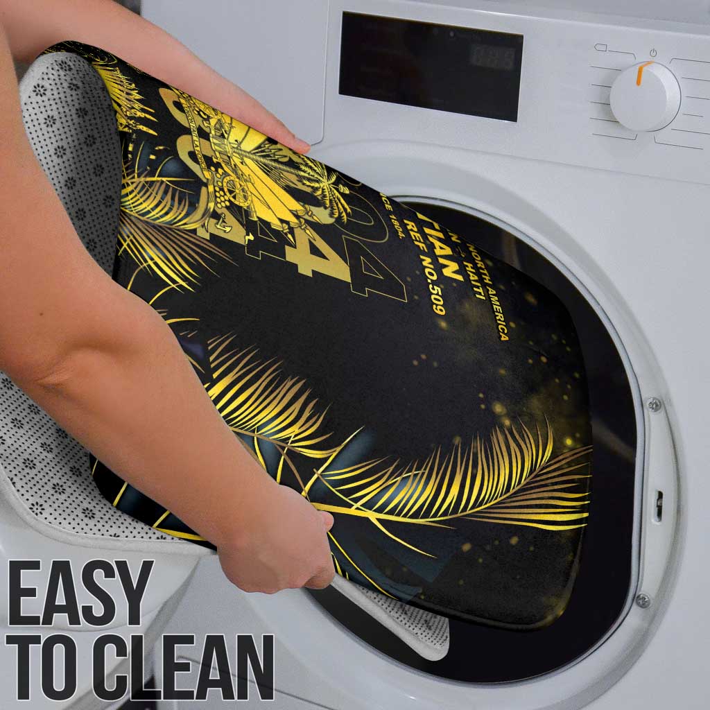 Haiti 1804 Bathroom Set Gold Tropical Leaves And Coat Of Arms - Wonder Print Shop