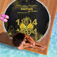 Haiti 1804 Beach Blanket Gold Tropical Leaves And Coat Of Arms - Wonder Print Shop