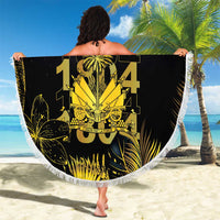 Haiti 1804 Beach Blanket Gold Tropical Leaves And Coat Of Arms - Wonder Print Shop