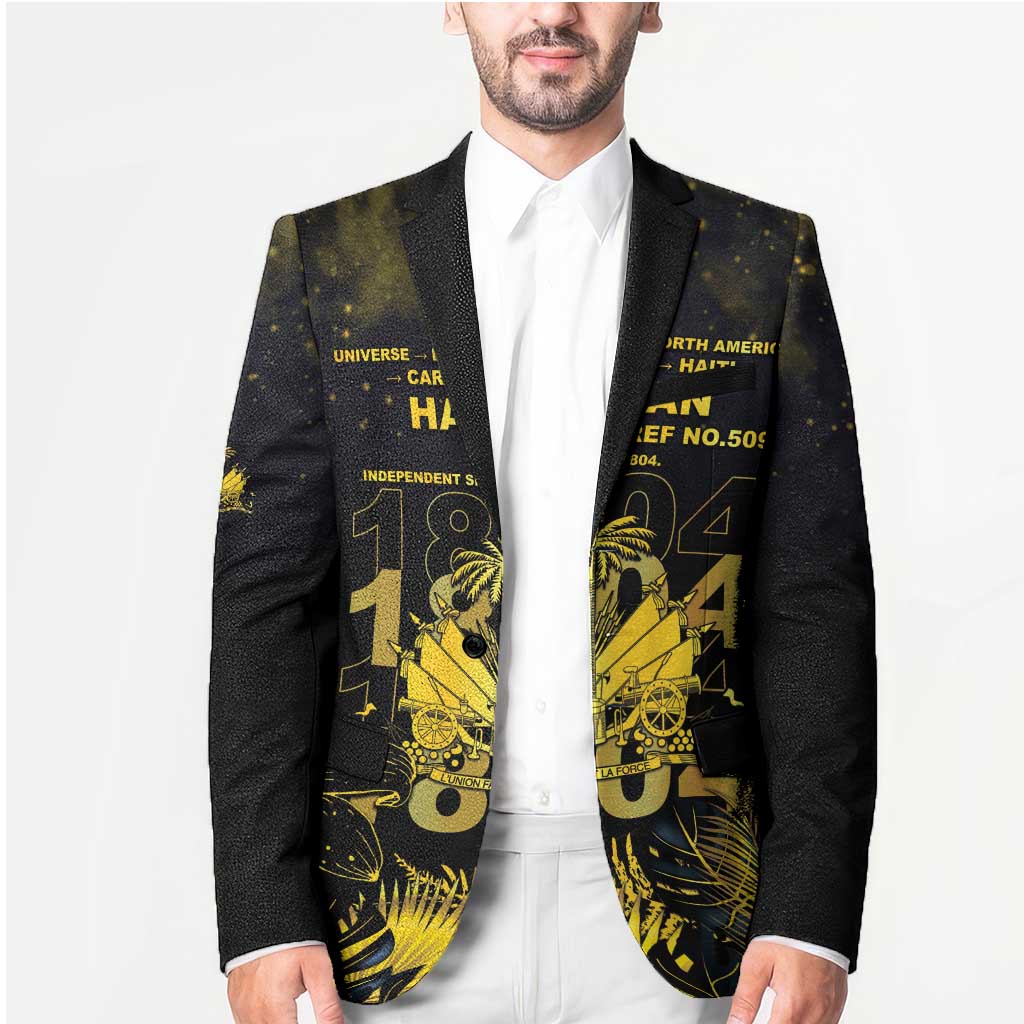 Haiti 1804 Blazer Gold Tropical Leaves And Coat Of Arms - Wonder Print Shop