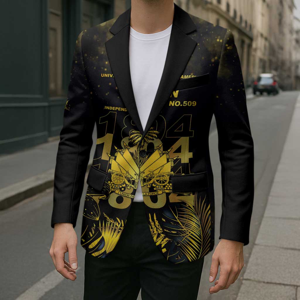 Haiti 1804 Blazer Gold Tropical Leaves And Coat Of Arms - Wonder Print Shop