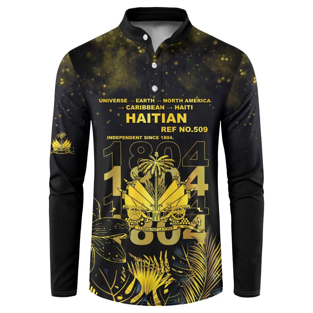Haiti 1804 Button Sweatshirt Gold Tropical Leaves And Coat Of Arms - Wonder Print Shop