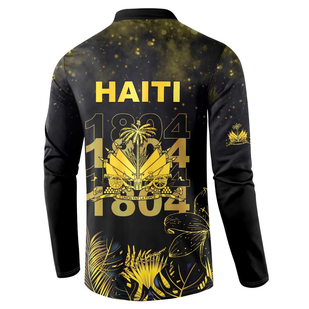 Haiti 1804 Button Sweatshirt Gold Tropical Leaves And Coat Of Arms - Wonder Print Shop