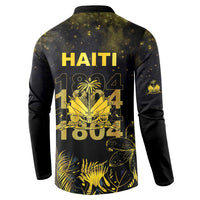 Haiti 1804 Button Sweatshirt Gold Tropical Leaves And Coat Of Arms - Wonder Print Shop