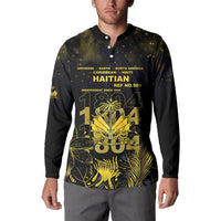 Haiti 1804 Button Sweatshirt Gold Tropical Leaves And Coat Of Arms - Wonder Print Shop