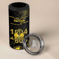 Haiti 1804 4 in 1 Can Cooler Tumbler Gold Tropical Leaves And Coat Of Arms - Wonder Print Shop