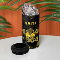 Haiti 1804 4 in 1 Can Cooler Tumbler Gold Tropical Leaves And Coat Of Arms - Wonder Print Shop