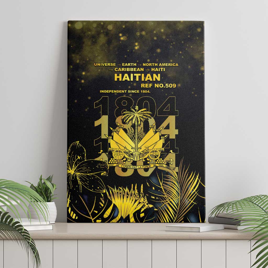Haiti 1804 Canvas Wall Art Gold Tropical Leaves And Coat Of Arms - Wonder Print Shop