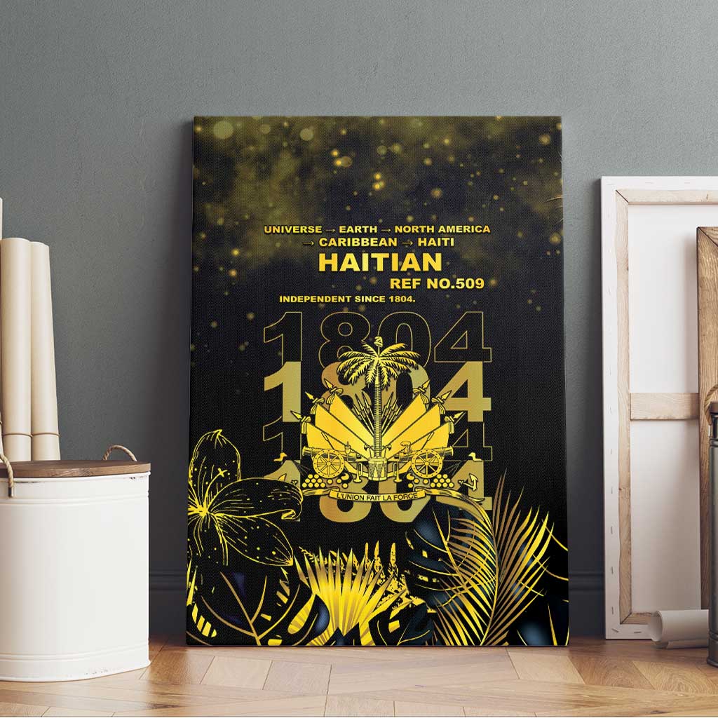 Haiti 1804 Canvas Wall Art Gold Tropical Leaves And Coat Of Arms - Wonder Print Shop