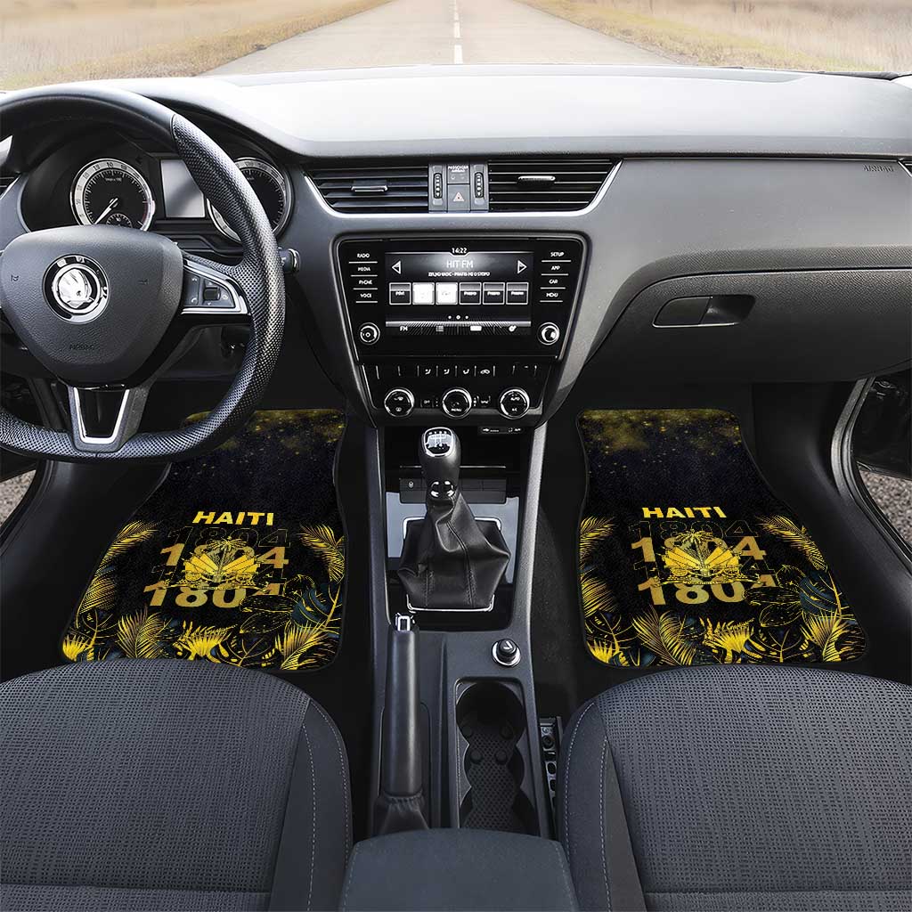 Haiti 1804 Car Mats Gold Tropical Leaves And Coat Of Arms - Wonder Print Shop