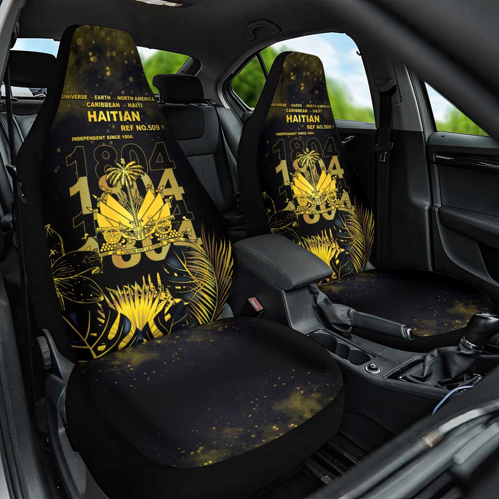 Haiti 1804 Car Seat Cover Gold Tropical Leaves And Coat Of Arms - Wonder Print Shop