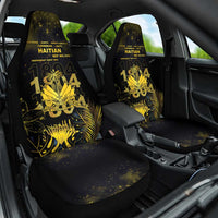 Haiti 1804 Car Seat Cover Gold Tropical Leaves And Coat Of Arms - Wonder Print Shop