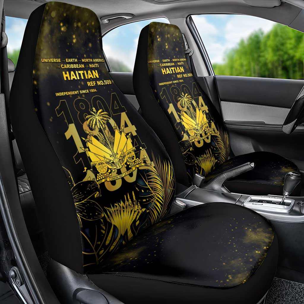 Haiti 1804 Car Seat Cover Gold Tropical Leaves And Coat Of Arms - Wonder Print Shop