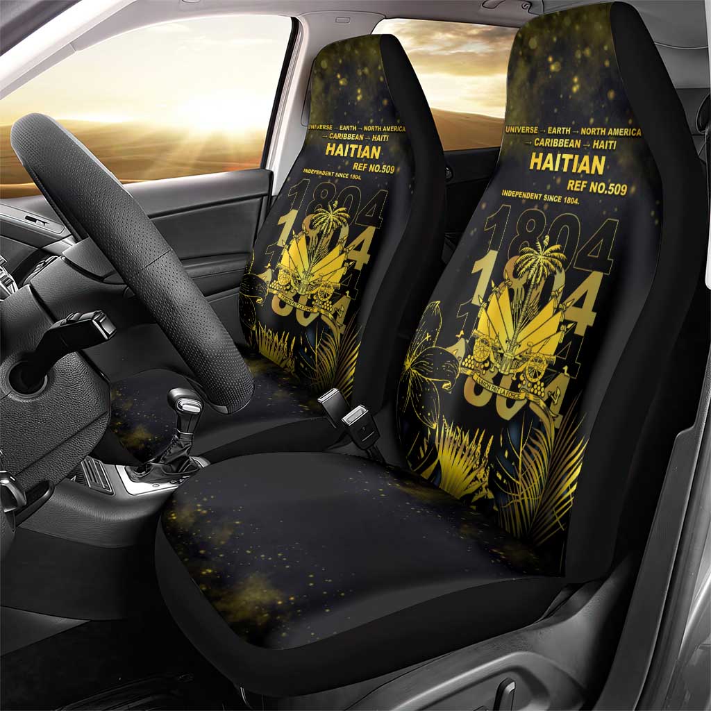 Haiti 1804 Car Seat Cover Gold Tropical Leaves And Coat Of Arms - Wonder Print Shop