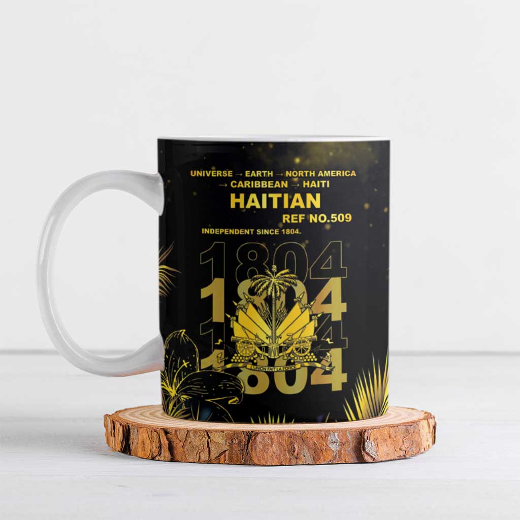 Haiti 1804 Ceramic Mug Gold Tropical Leaves And Coat Of Arms - Wonder Print Shop