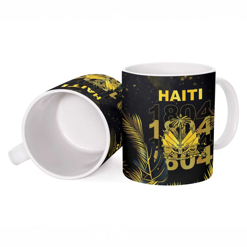 Haiti 1804 Ceramic Mug Gold Tropical Leaves And Coat Of Arms - Wonder Print Shop
