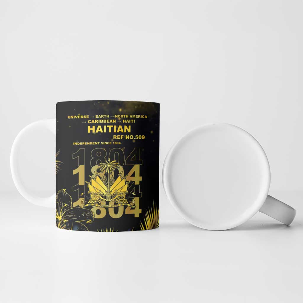 Haiti 1804 Ceramic Mug Gold Tropical Leaves And Coat Of Arms - Wonder Print Shop
