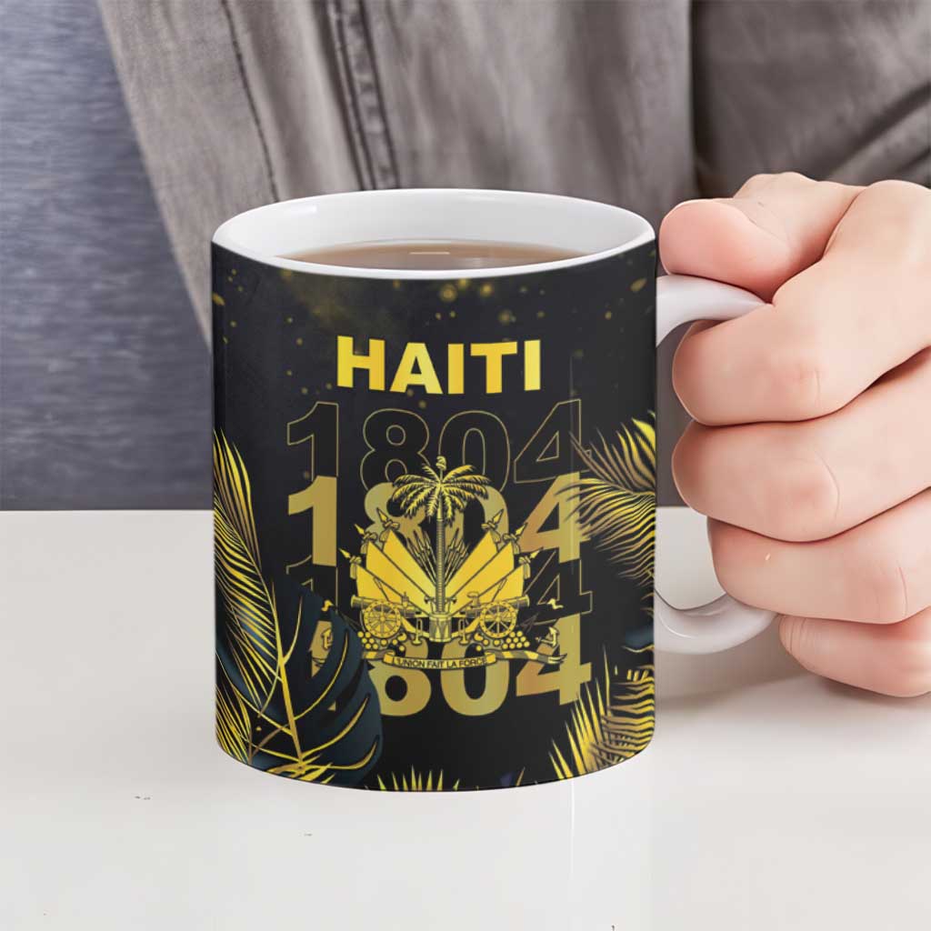 Haiti 1804 Ceramic Mug Gold Tropical Leaves And Coat Of Arms - Wonder Print Shop
