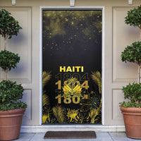 Haiti 1804 Door Cover Gold Tropical Leaves And Coat Of Arms - Wonder Print Shop