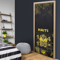 Haiti 1804 Door Cover Gold Tropical Leaves And Coat Of Arms - Wonder Print Shop