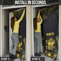 Haiti 1804 Door Cover Gold Tropical Leaves And Coat Of Arms - Wonder Print Shop