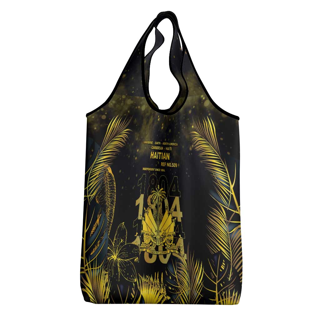 Haiti 1804 Grocery Bag Gold Tropical Leaves And Coat Of Arms - Wonder Print Shop