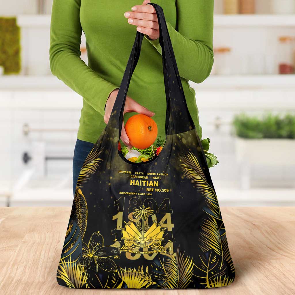 Haiti 1804 Grocery Bag Gold Tropical Leaves And Coat Of Arms - Wonder Print Shop