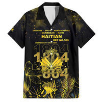 Haiti 1804 Hawaiian Shirt Gold Tropical Leaves And Coat Of Arms - Wonder Print Shop