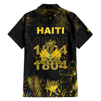 Haiti 1804 Hawaiian Shirt Gold Tropical Leaves And Coat Of Arms - Wonder Print Shop