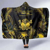 Haiti 1804 Hooded Blanket Gold Tropical Leaves And Coat Of Arms - Wonder Print Shop