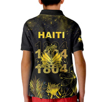 Haiti 1804 Kid Polo Shirt Gold Tropical Leaves And Coat Of Arms - Wonder Print Shop