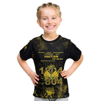 Haiti 1804 Kid T Shirt Gold Tropical Leaves And Coat Of Arms - Wonder Print Shop