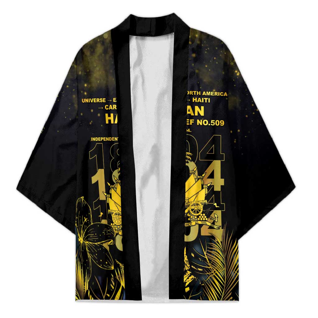 Haiti 1804 Kimono Gold Tropical Leaves And Coat Of Arms - Wonder Print Shop
