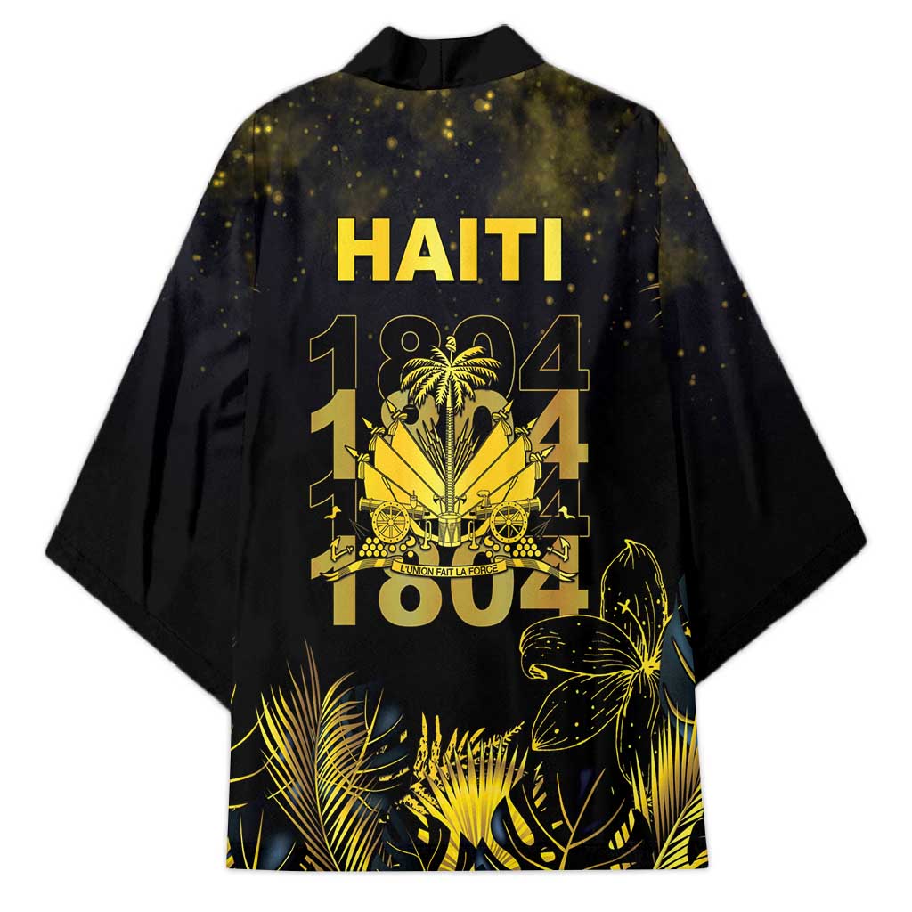 Haiti 1804 Kimono Gold Tropical Leaves And Coat Of Arms - Wonder Print Shop