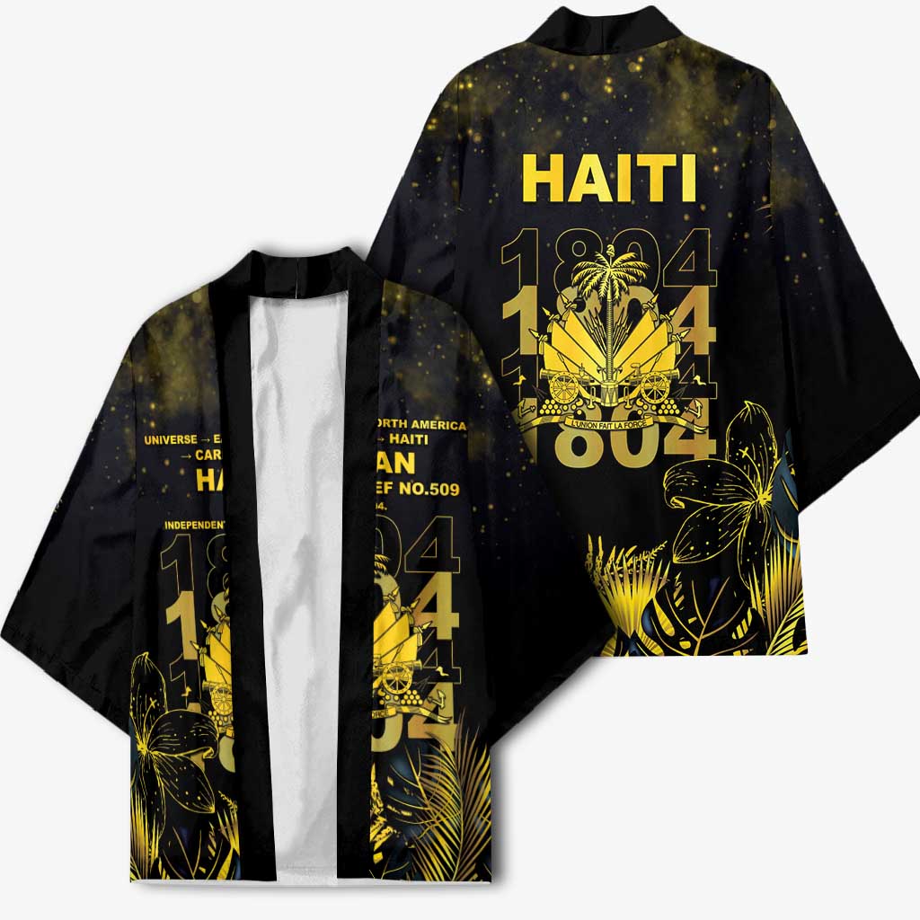 Haiti 1804 Kimono Gold Tropical Leaves And Coat Of Arms - Wonder Print Shop