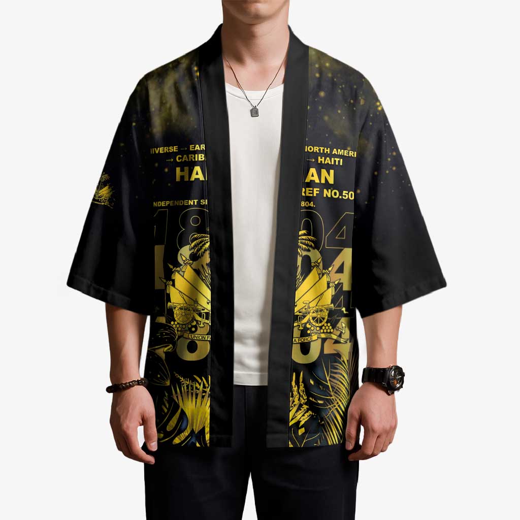 Haiti 1804 Kimono Gold Tropical Leaves And Coat Of Arms - Wonder Print Shop