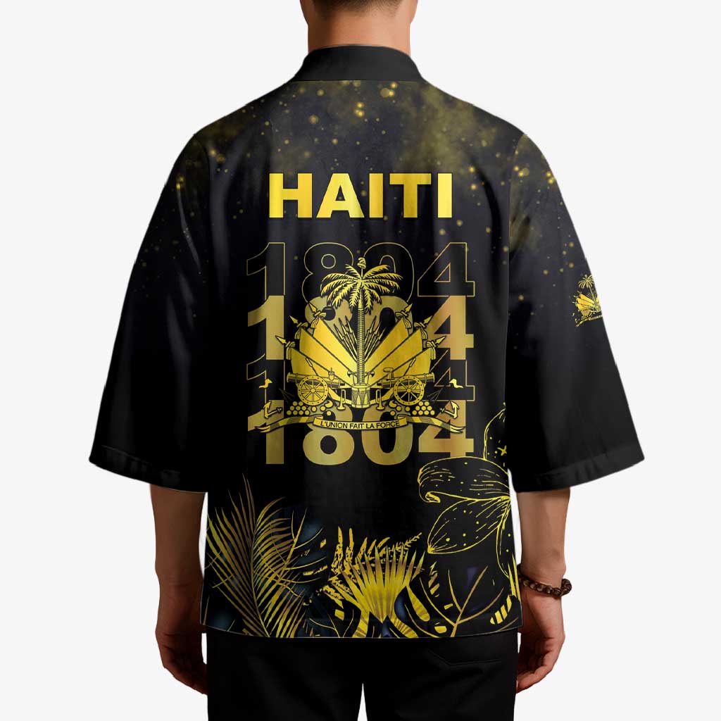 Haiti 1804 Kimono Gold Tropical Leaves And Coat Of Arms - Wonder Print Shop
