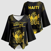 Haiti 1804 Kimono Sleeve Blouse Gold Tropical Leaves And Coat Of Arms - Wonder Print Shop