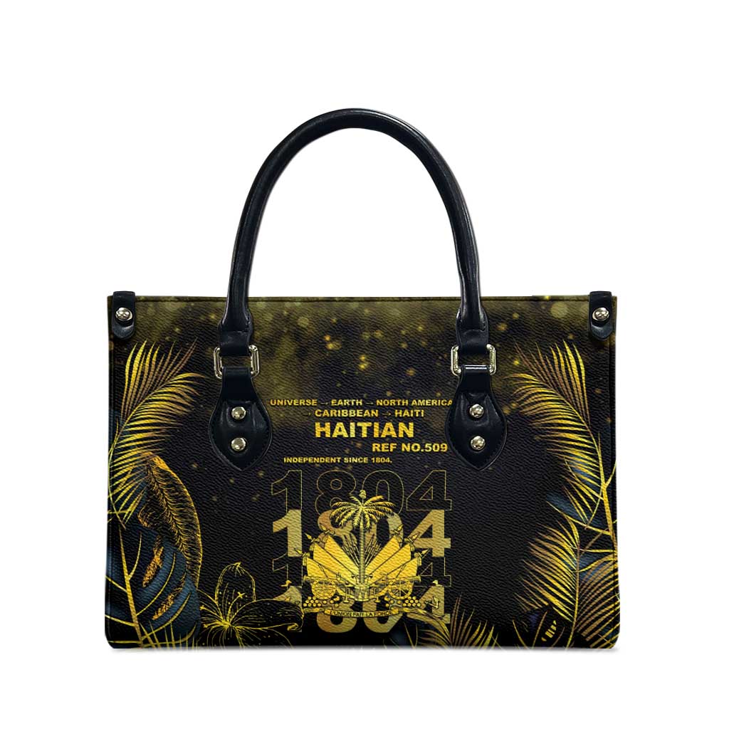 Haiti 1804 Leather Bag Gold Tropical Leaves And Coat Of Arms - Wonder Print Shop