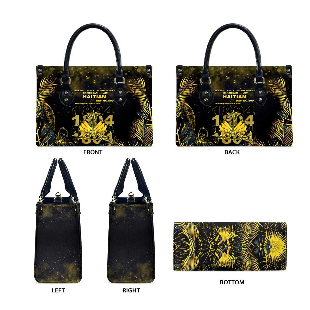 Haiti 1804 Leather Bag Gold Tropical Leaves And Coat Of Arms - Wonder Print Shop